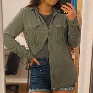 olive green button up